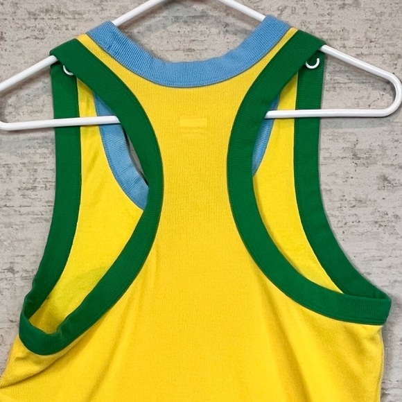 Nike Ribbed Tank Top 33 Yellow Green Sz L Cool Unique Athletic Track Gorpcore - Picture 4 of 14